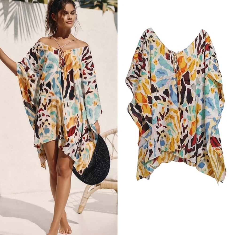 Anthropologie Printed Beach Mini Coverup Dress